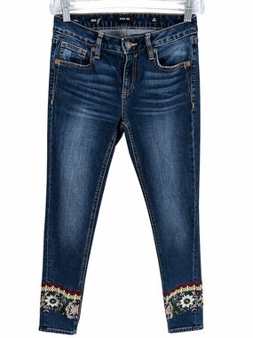 Miss Me Ankle Skinny Jeans - Size 25 - Embroidered Hem
